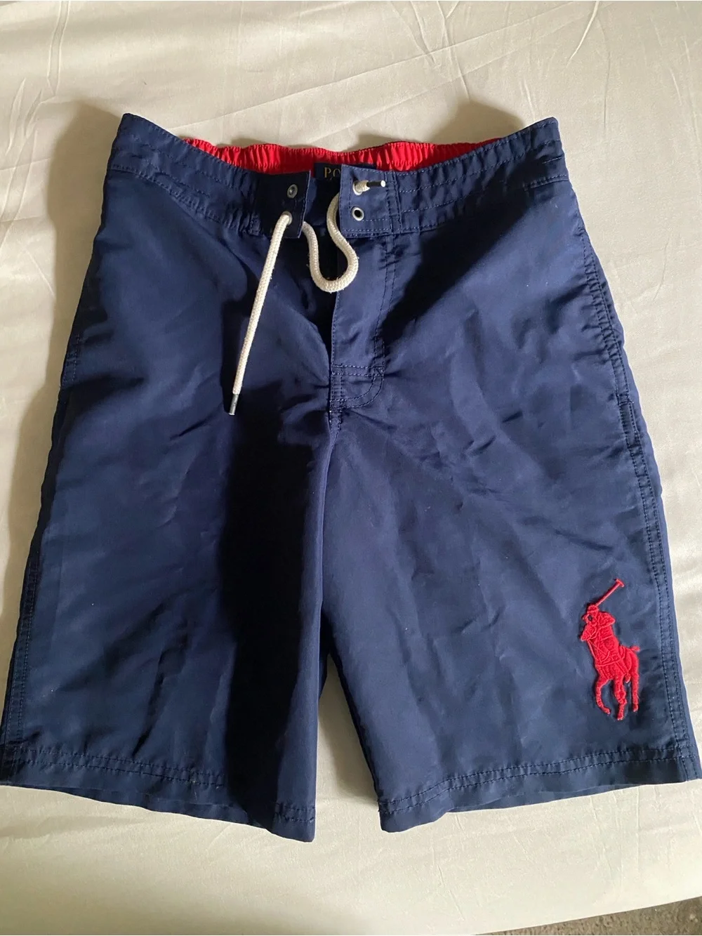 Polo by Ralph Lauren Navy Swim Trunks with Red Pony